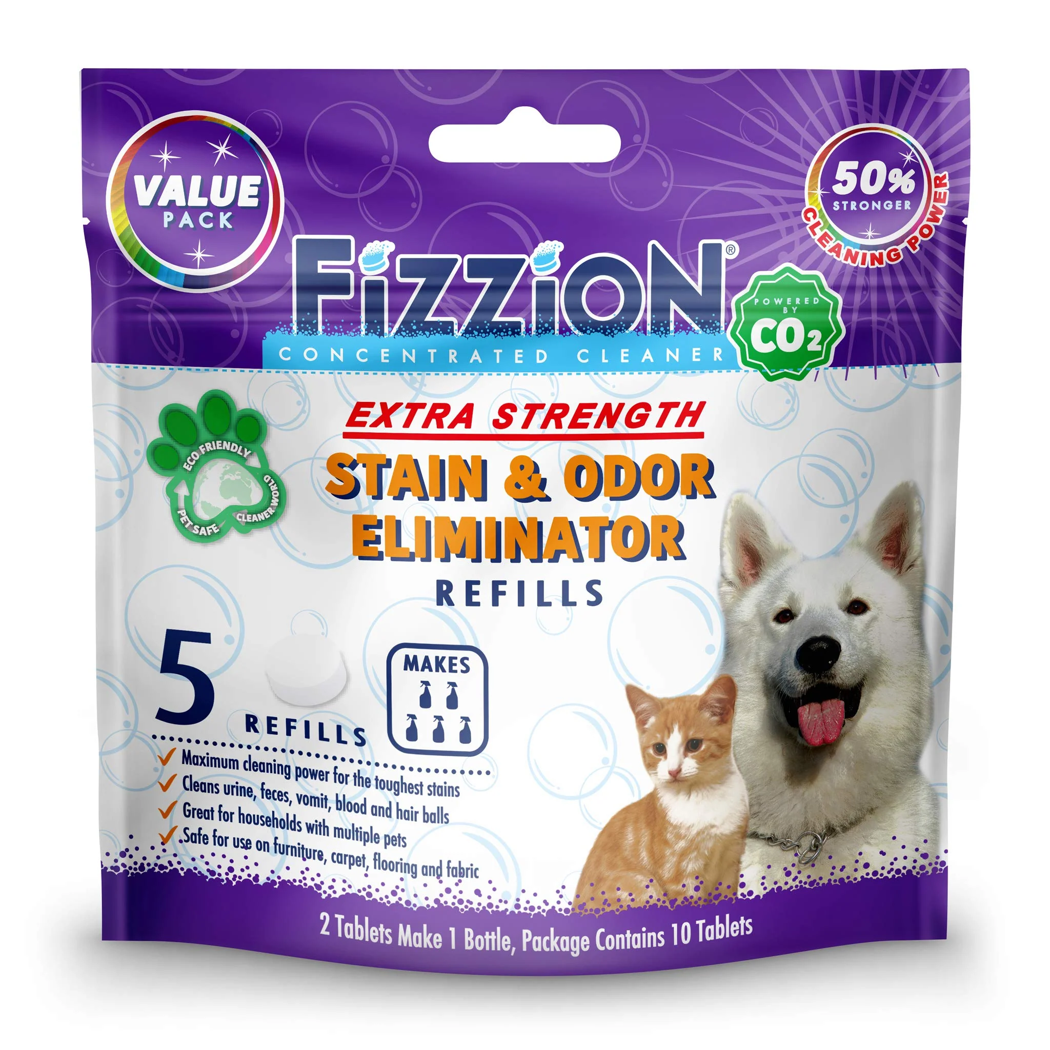 Elegant Fizzion Pet Stain Odor Extra Strength Eliminator – 10 Tablets Convenient