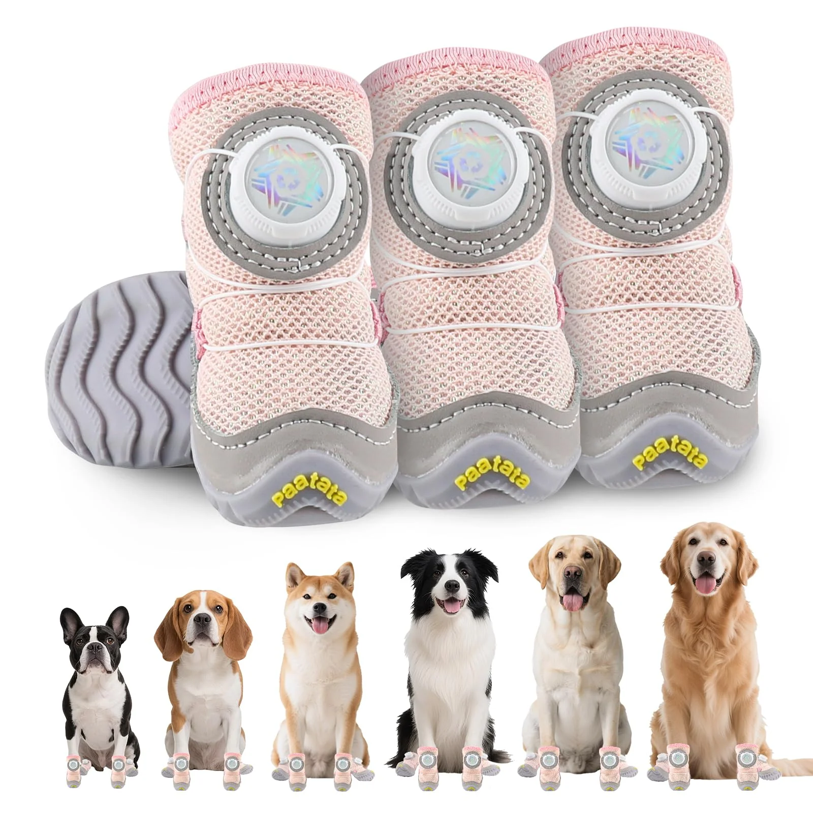 Unique paatata Dog Shoes – Breathable Knob-Adjustable Boots for All Dogs Pink Size 7 Trusted