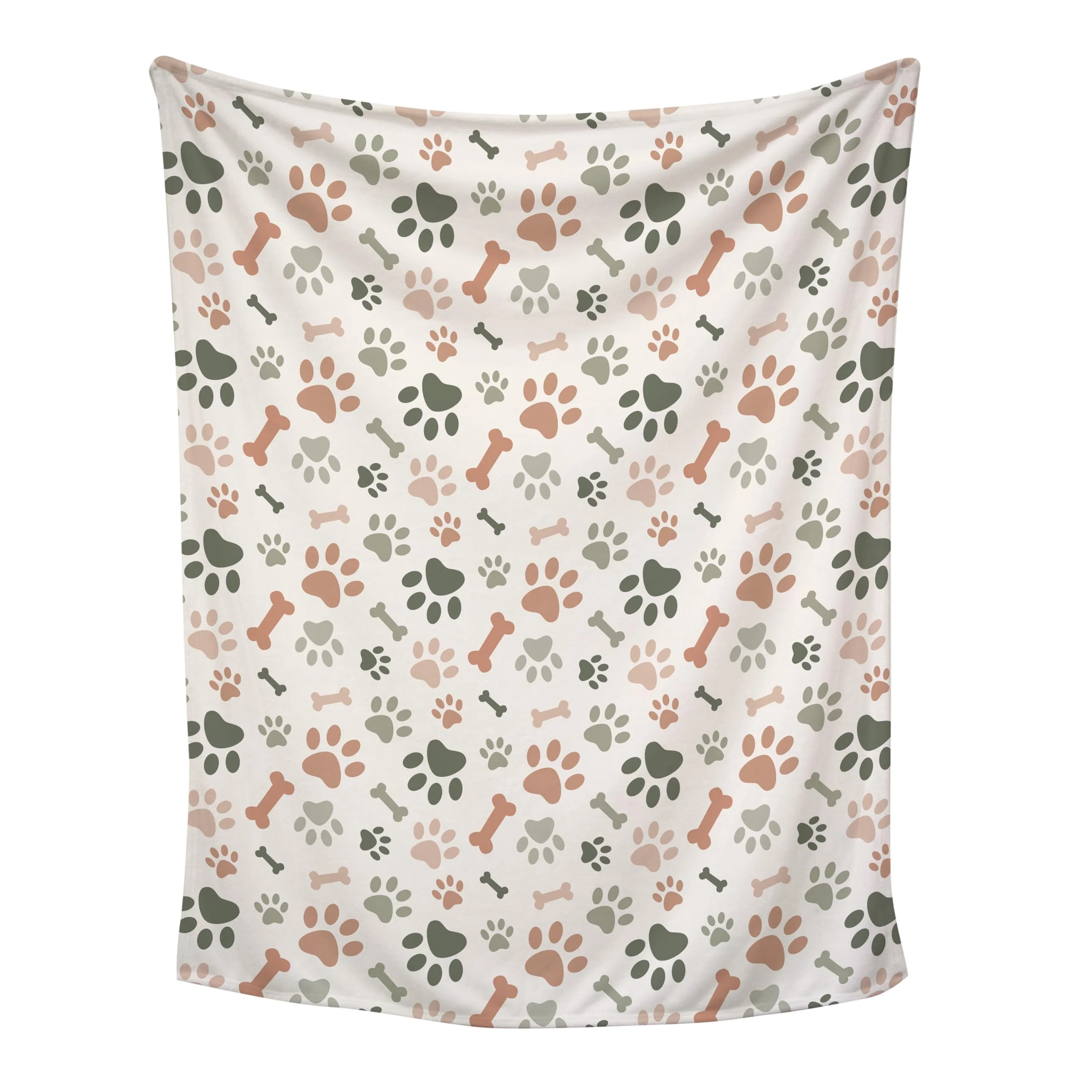 Soft Karisma Decor Cream Paw Print Plush Pet Lightweight Blanket 50×60 – Printed in America Flexible