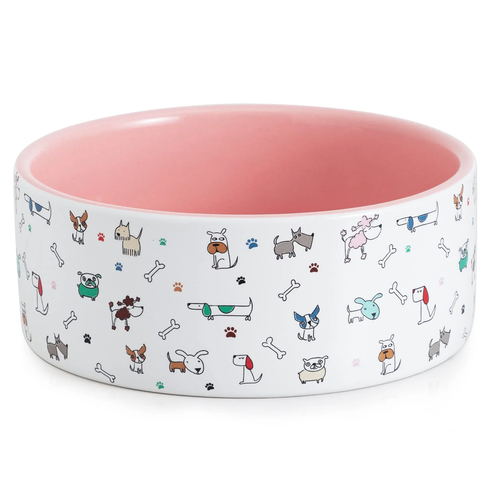 Environmentally Friendly FE FUN ELEMENTS Large Ceramic Dog Bowl 64oz – Pink Dishwasher Safe Functional