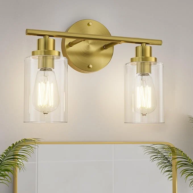 Exclusive GORDNWE 2-Light Bathroom Wall Sconce Gold Vanity Light Modern Wall Light Fixture with Clear Glass J0019About ThisOverview Reliable