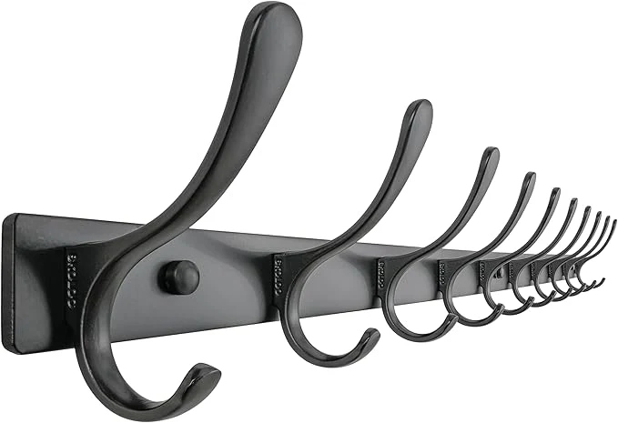 Organic SKOLOO Coat Rack Wall Mounted – 10 Hooks Heavy Duty Stainless Steel Metal Wall Hangers Sturdy Coat Hooks for Hanging Coats Jacket Clothes Hat BlackAbout ThisOverview Fast