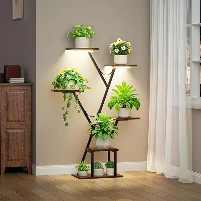 Excellent Plant Stand Indoor with Grow Lights 44 Corner 5 Tiered Plant Shelf for Indoor Plants Multiple，Flower Stand Display Rack for Living Room Patio BalconyAbout ThisOverview Eco-Friendly