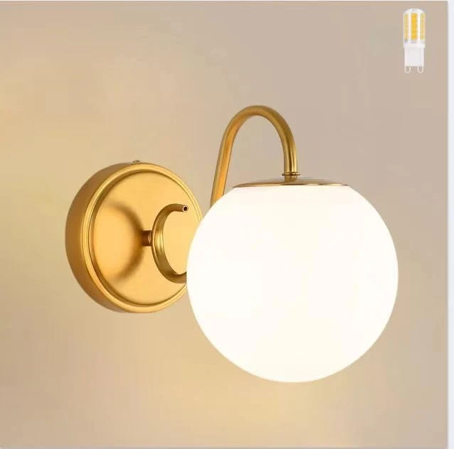 World-Class Vintage Bathroom Vanity Light Fixtures Over Mirror Brushed Gold Vanity Lights For Bathroom With Milk White Glass Globe Shade Wall Sconces For Bedroom Hallway Dressing Table Includ G9 Bulb About ThisOverview Innovative