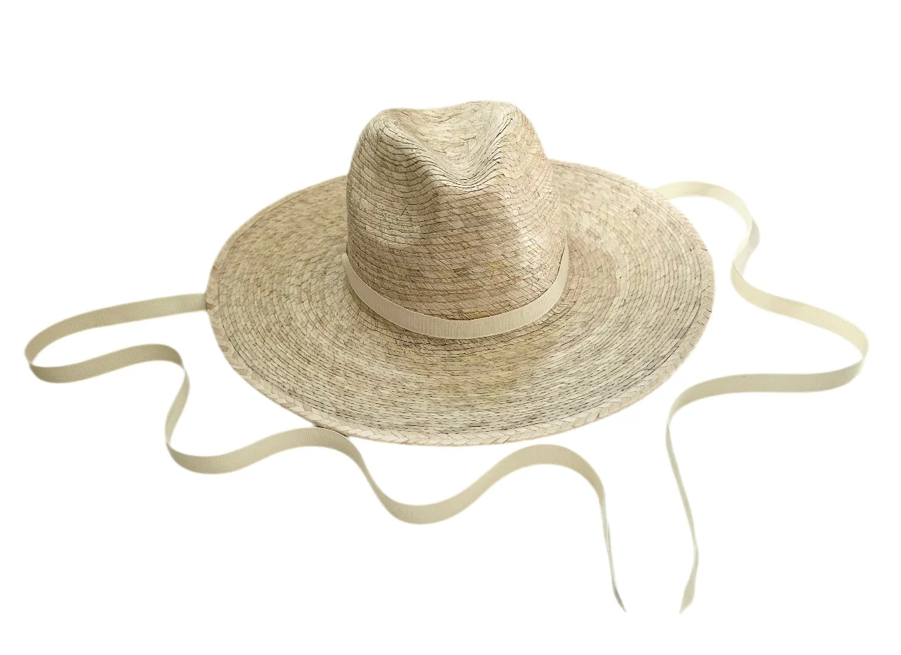 Premium Chapeau de soleil Zinnia – Ruban gros-grain fin et long de couleur ivoire Proven
