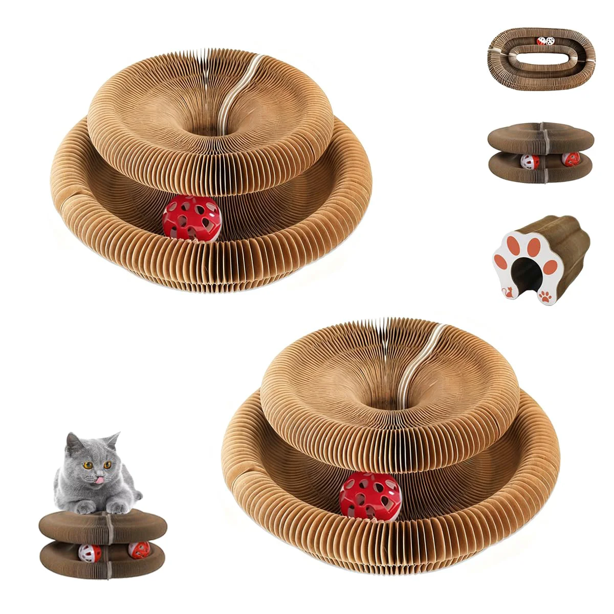 Organic TWISTY PAWS Cat Toy – Large Magnetic Scratching Cardboard for Multi-Cat Homes Versatile