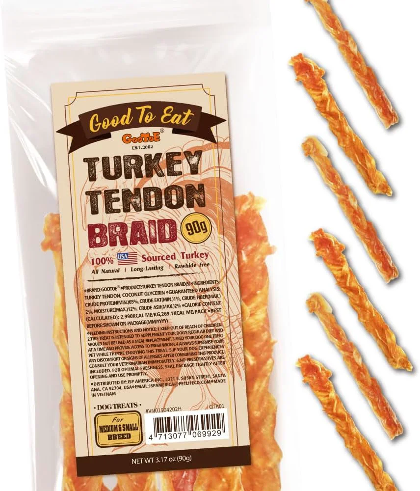 Top-Quality Gootoe Turkey Tendon Dog Treats Dependable