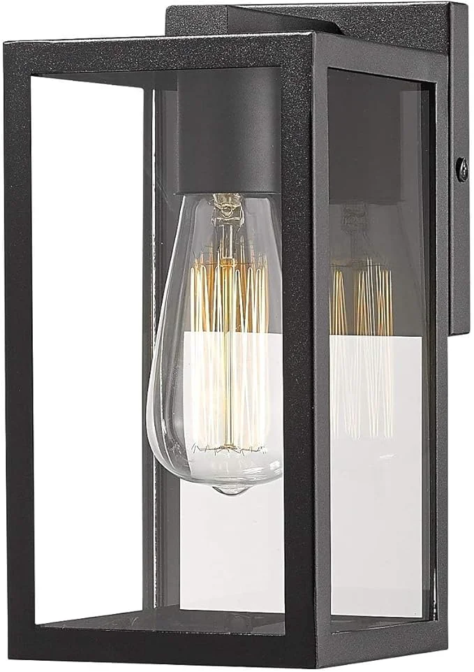 Consistent shared Outdoor Wall Sconce Exterior Wall Lighting Fixture Outdoor Porch Mount Light Front Door Lantern Lamp in Black Finish with Clear Glass for Porch 1 Pack About ThisOverview Premium