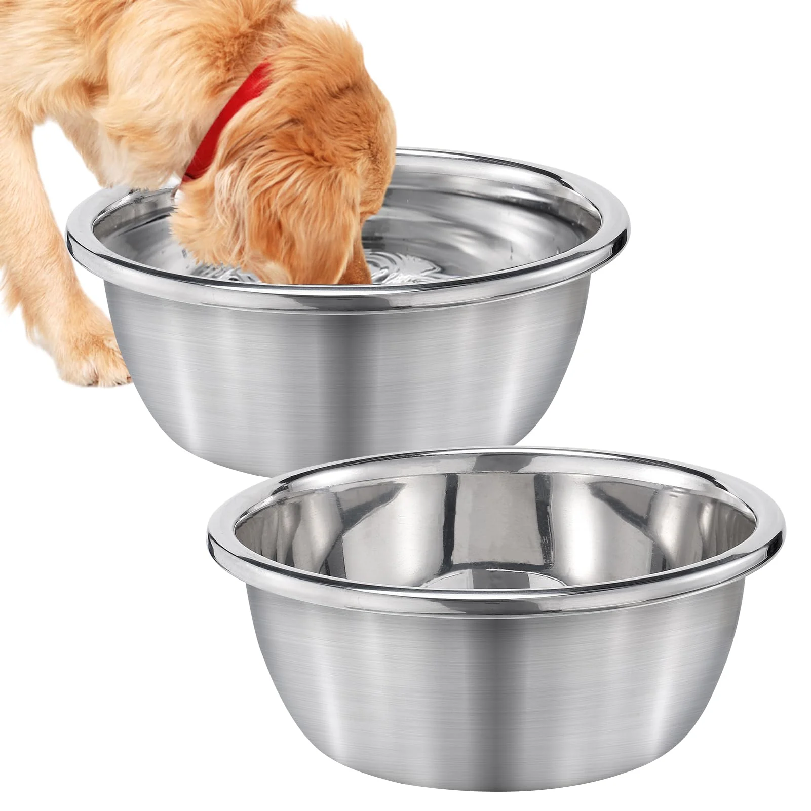Crafted MEWTOGO 2Pcs 1.3 Gallon Large Dog Bowls Stainless Steel Indoor Outdoor Clean