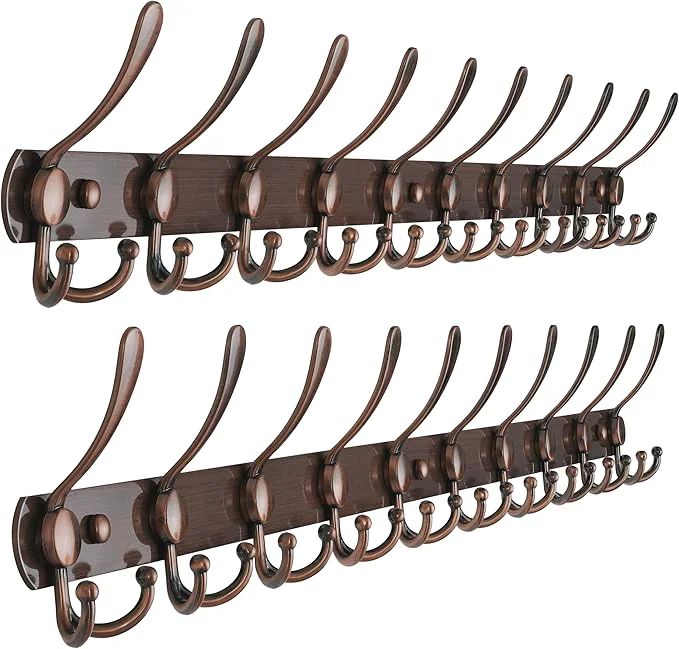 Dependable Dseap Coat Rack Wall Mount – 38 Long 10-Tri-Hooks Heavy Duty Coat Hanger Rail Wall Hooks for Hanging Coats Hats Clothing Clothes Purse Mudroom Entryway Antique Copper Pack of 2About ThisOverview Artisan
