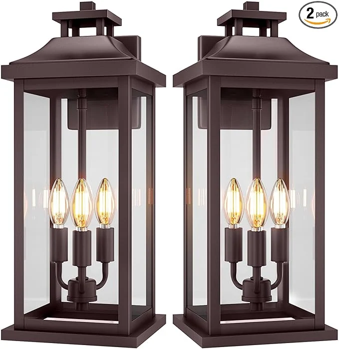 Premium Material 20 Oil Rubbed Bronze Outside Lighting for House 3-Light 2 Pack Brown Large Vintage Outdoor Sconce Lights Porch Patio Lights Wall Mount Waterproof Exterior Carriage Lamps E12About ThisOverview Elite
