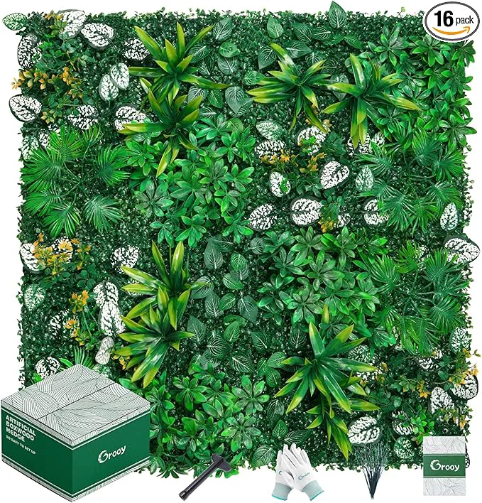 Trusted Artificial Hedge Grass Wall Boxwood Panels 20 x20 16pcs Greenery Wall Backdrop UV Protected Privacy Fence Screen Green Wall Decor for Outdoor Indoor Wedding DécorAbout ThisOverview Natural