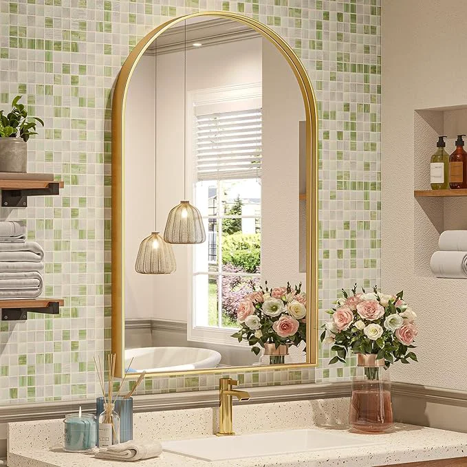 Reliable Brightify Arched Mirror Arched Wall Mirror 24 x 40 Inch Gold Arch Mirror Metal Frame Gold Bathroom Mirror Arched Top Bathroom Vanity Mirror for Living Room Bedroom Mantel Entryway HallwaysAbout ThisOverview Luxury