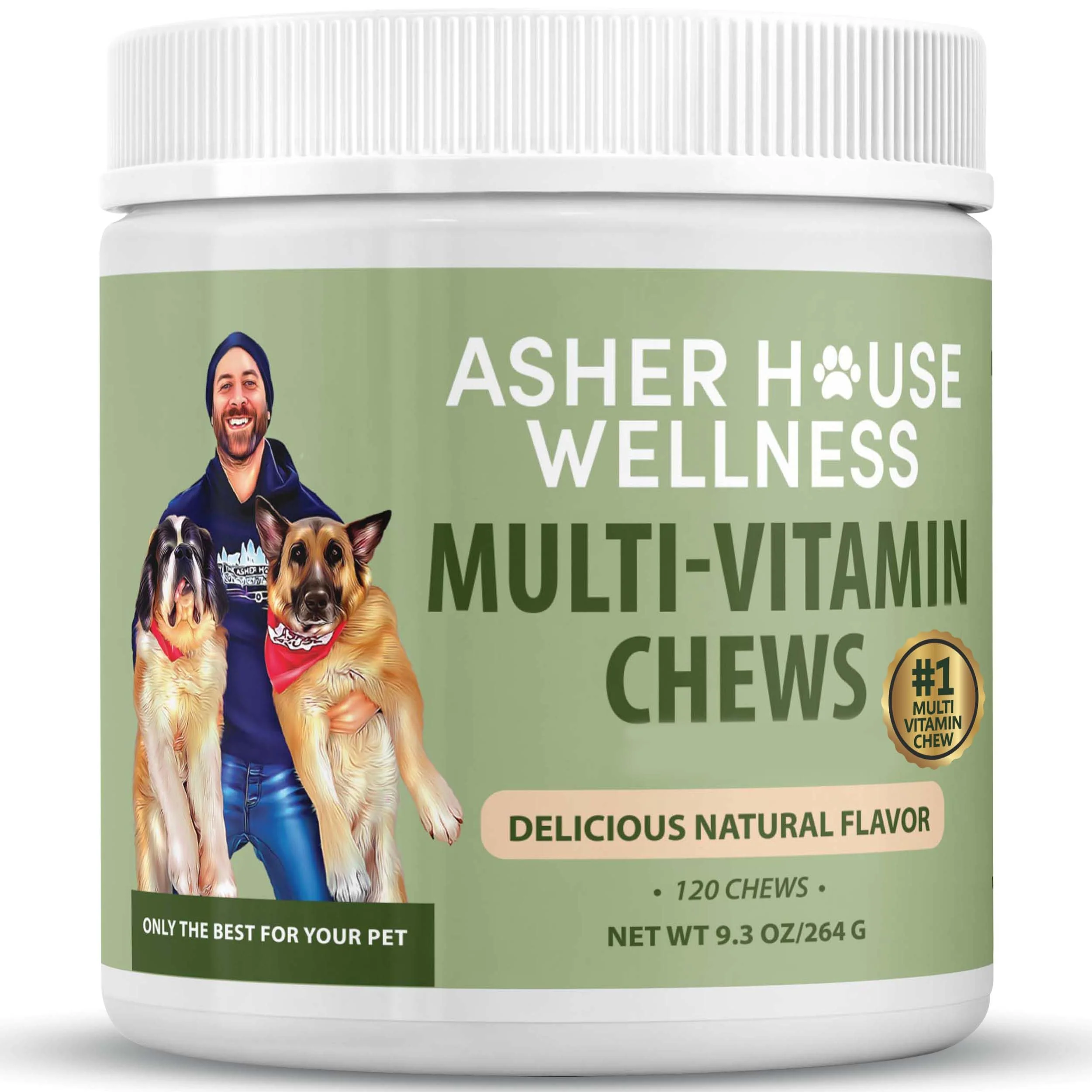 Sustainable Asher House Wellness Dog Multivitamin Chews – Probiotics Flaxseed Colostrum 120 Soft Chews Trendy