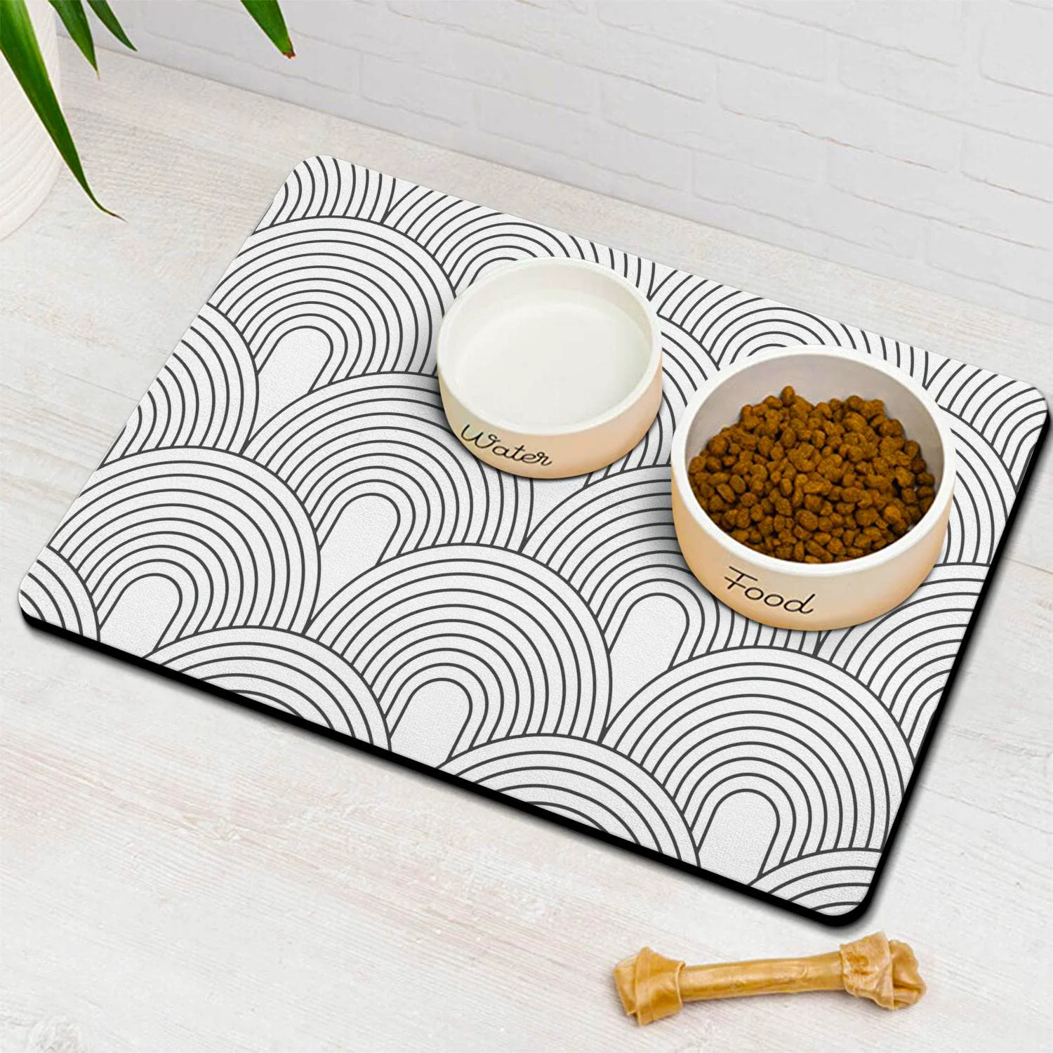 Contemporary Ayiashiab Dog Food Mats for Floors – Absorbent Non-Slip Quick-Dry Eco-Friendly Boho Pet Mats Minimalist