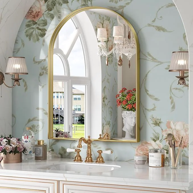 Solid Brightify Arched Mirror 22 x 30 Inch Gold Arch Mirror Metal Frame Gold Arched Wall Mirror Arched Top Bathroom Vanity Mirror for Living Room Bedroom Mantel Entryway HallwaysAbout ThisOverview World-Class