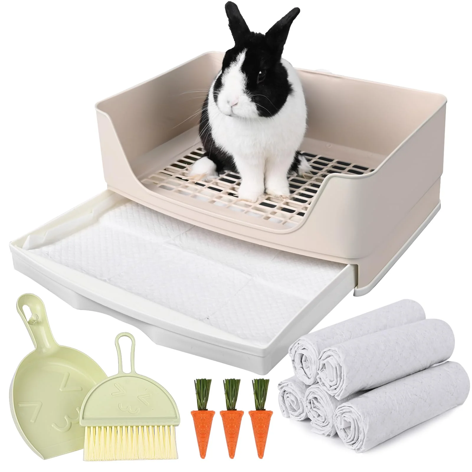 Superior Yuoaes Large Rabbit Litter Box with Drawer – Multi-Pet Corner Litter Pan Liners Clean