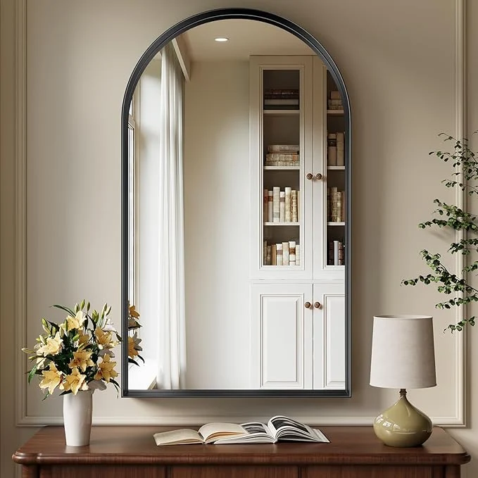 Sustainable Brightify Arched Mirror Arched Wall Mirror 24 x 42 Inch Black Arch Mirror Metal Frame Black Bathroom Mirror Arched Top Bathroom Vanity Mirror for Living Room Bedroom Mantel Entryway HallwaysAbout ThisOverview Top-Quality