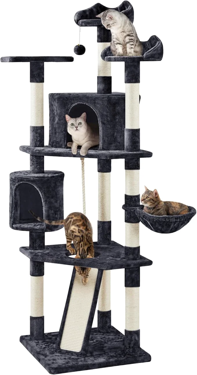 Safe Yaheetech 79 in Cat Tree Tower Comfy Basket Sisal Scratching Posts Classic