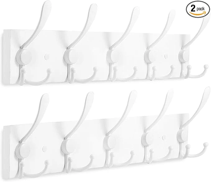 High-Performance 2pcs Coat Rack Wall Mount Coat Hooks Wooden Hat Rack for Wall Hooks Pine Wood Plank 16.9 White Coat Hanger with 5 White Triple Hooks for Hanging Coat Hat JacketAbout ThisOverview Recyclable