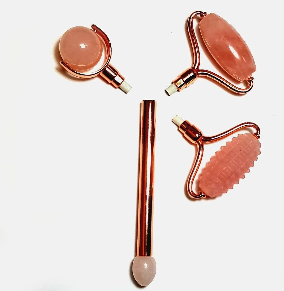 Clean Rouleau facial en quartz rose interchangeable – 3 têtes Fine Crafted