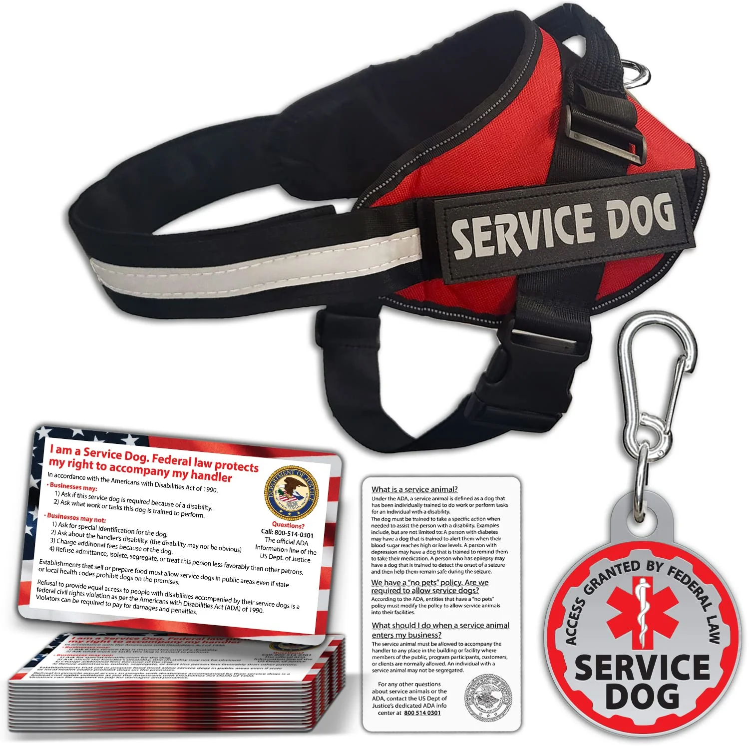 Recyclable Pelto Service Dog Vest Kit – Reflective Harness ID Tag 50 ADA Cards Casual