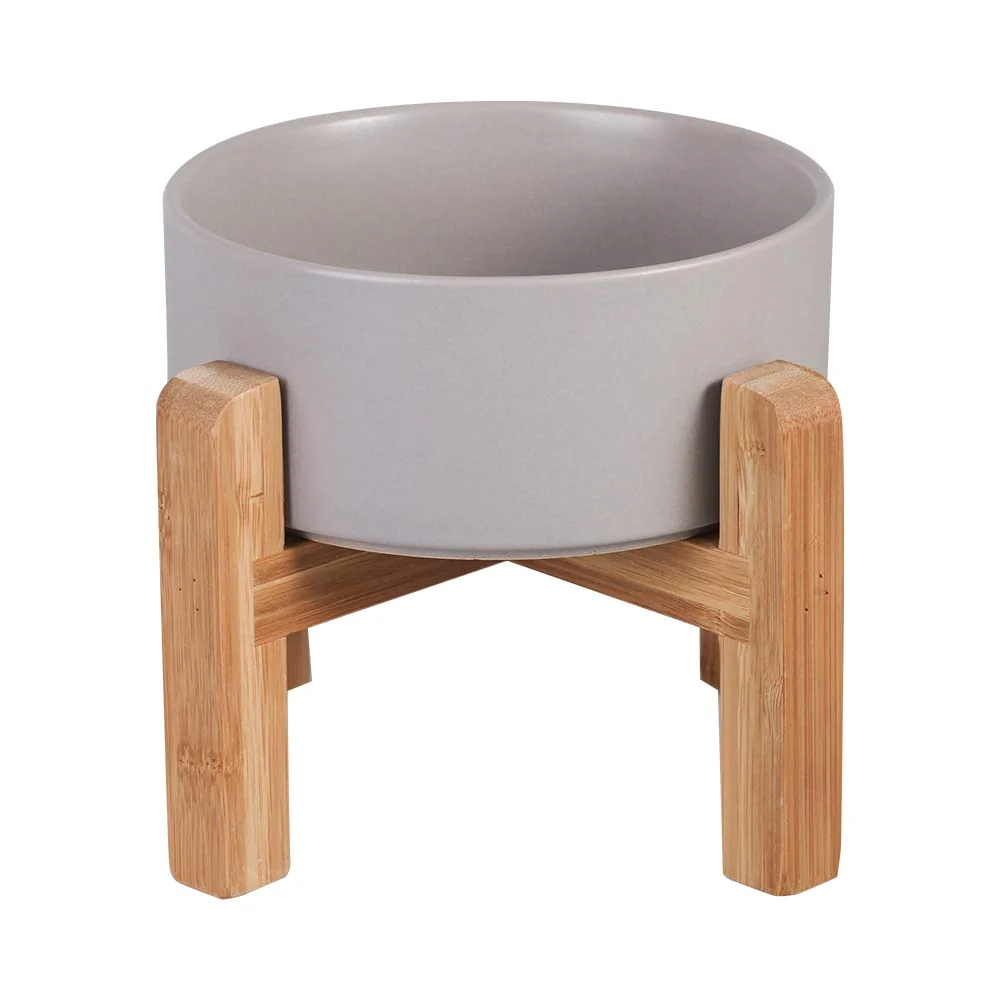 Stylish HCHLQLZ Ceramic d Cat Bowl with Wood Stand – No Spill Pet Feeder Quality