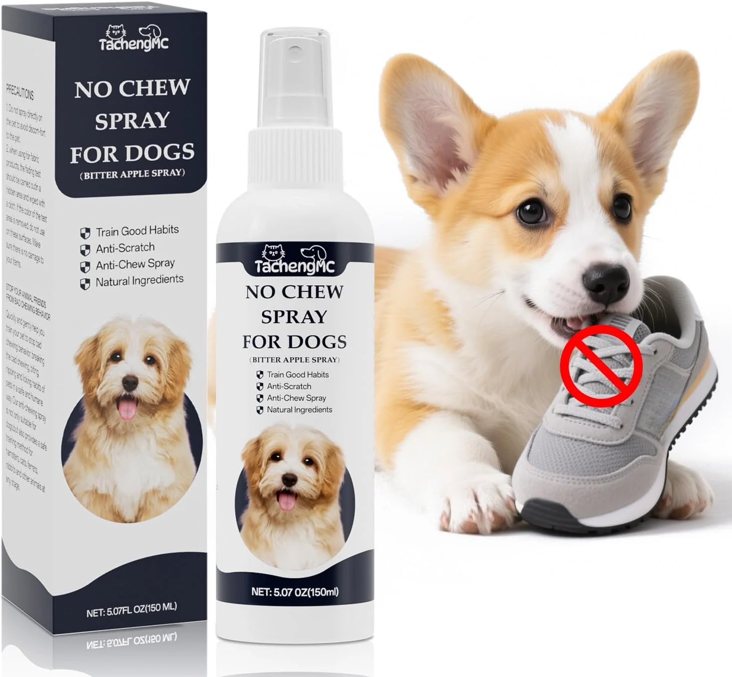 Verified No Chew Spray for Dogs 150 ml Bitter Apple Deterrent Spray to Stop Chewing Licking and Biting on Furniture Shoes and Plants Alcohol- Puppy Training Aid for Indoor and Outdoor Use Advanced