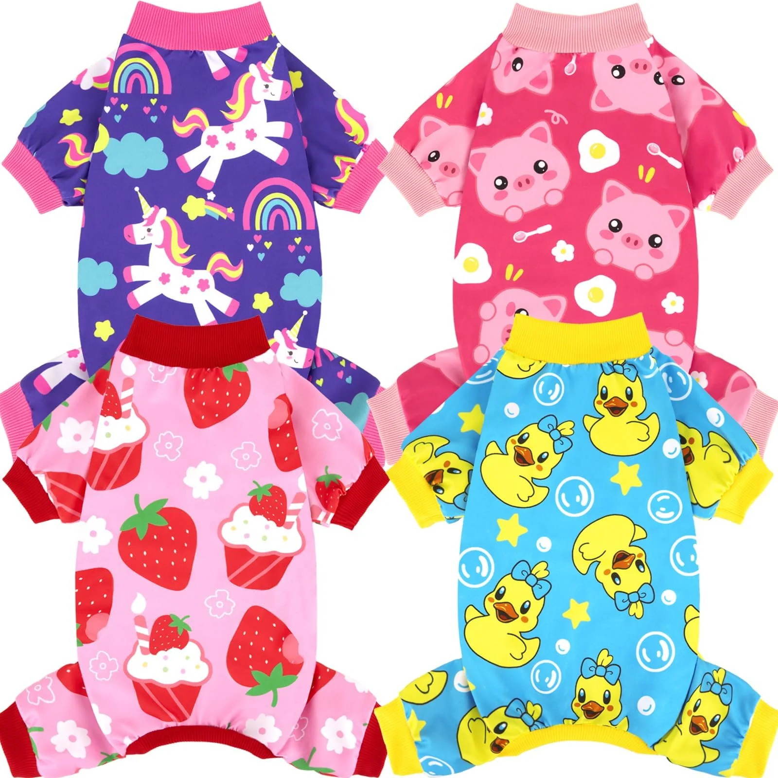 Carefully Designed XPUDAC 4 Pieces Dog Pajamas – Soft Stretchy Pet Clothes for Small to Medium Dogs Cute Patterns User-Friendly