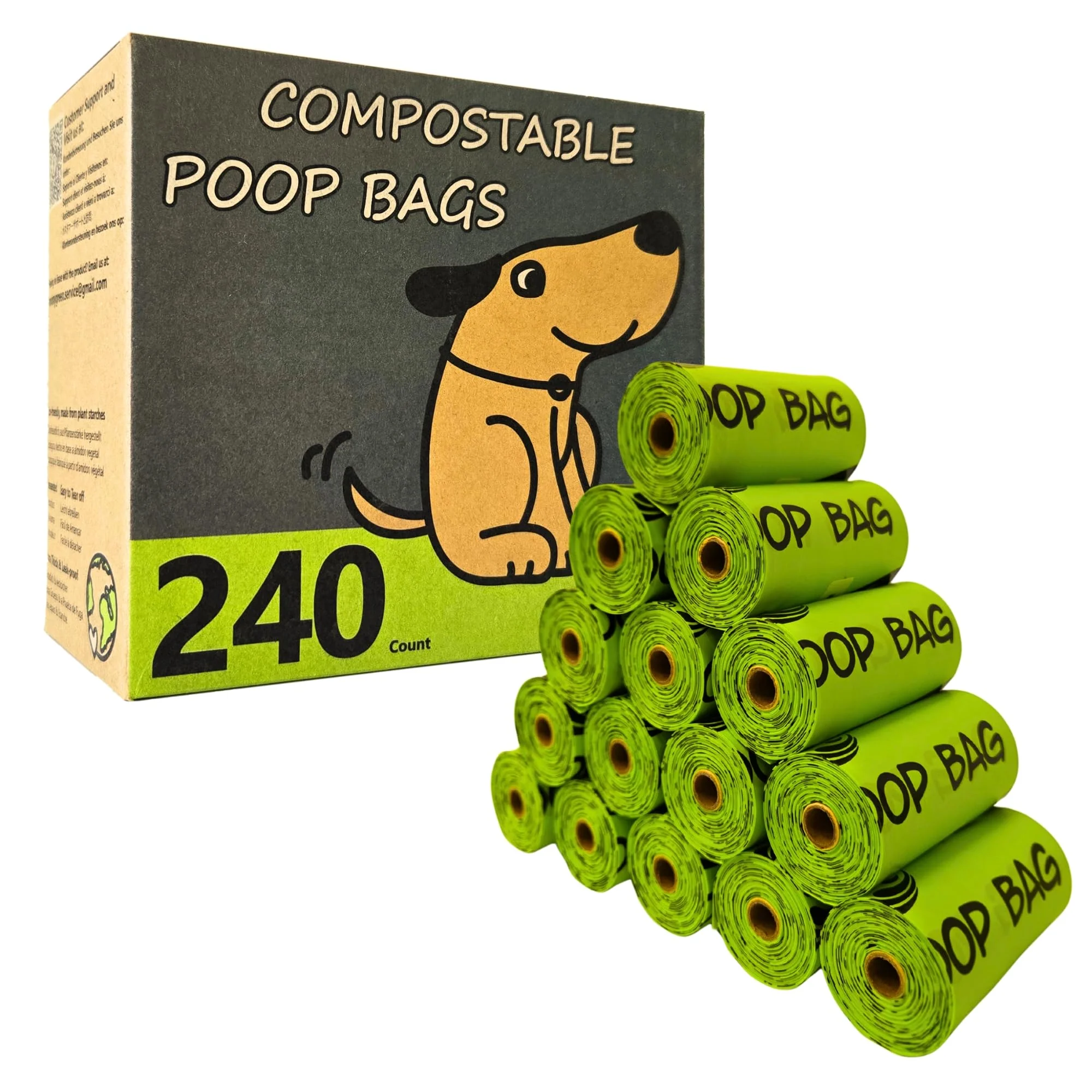 Premium moonygreen Compostable Dog Poop Bag Rolls – 9×13 240 Count Unscented Leak-Proof Prestigious