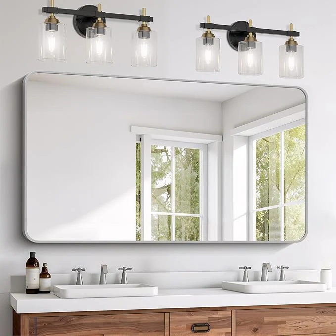 Safe FORBATH 55×36 Inch Silver Bathroom Mirror for Over Sink Large Rectangular Wall Mirror with Metal Frame Rounded Corners for Bathroom Bedroom Entryway Decor Horizontal or Vertical About ThisOverview Flexible