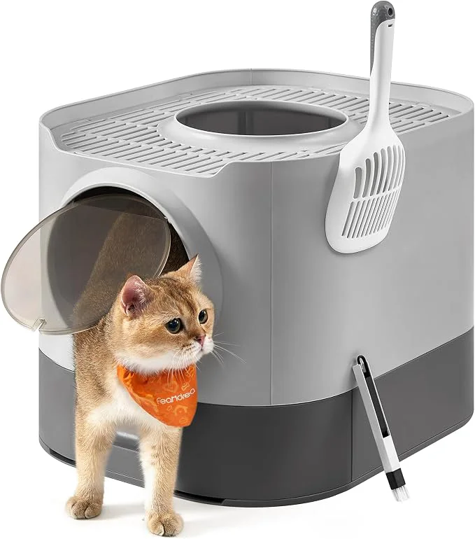 Advanced Feandrea Cat Litter Box with Lid XL Enclosed Litter Box with Slide-Out Tray High-End