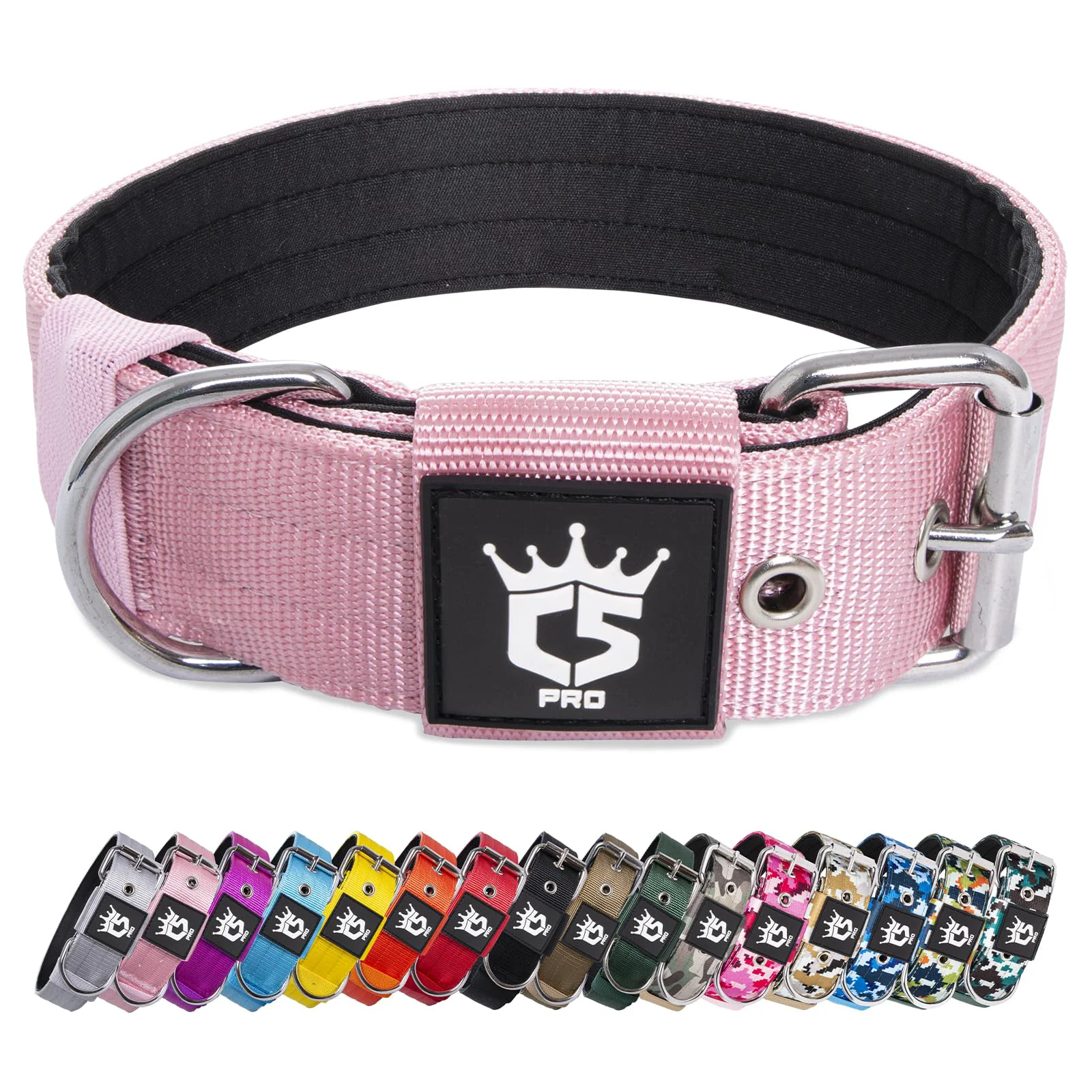 Carefully Designed TSPRO Tactical Dog Collar 1.5-Inch Wide – Heavy Duty Adjustable for Medium to Large Dogs Pink L High-Quality