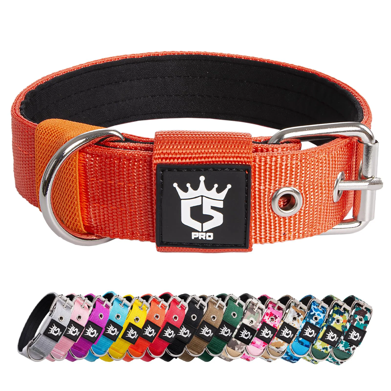 Refined TSPRO Tactical Dog Collar 1.25-Inch Wide – Heavy-Duty Adjustable for Small Dogs Orange Selected