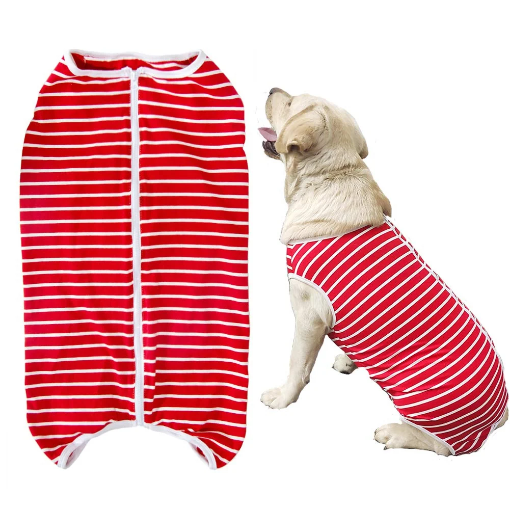 Flexible Kukaster Pet Dog Recovery Suit – Post-Surgery Shirt E-Collar Red White 5XL Practical