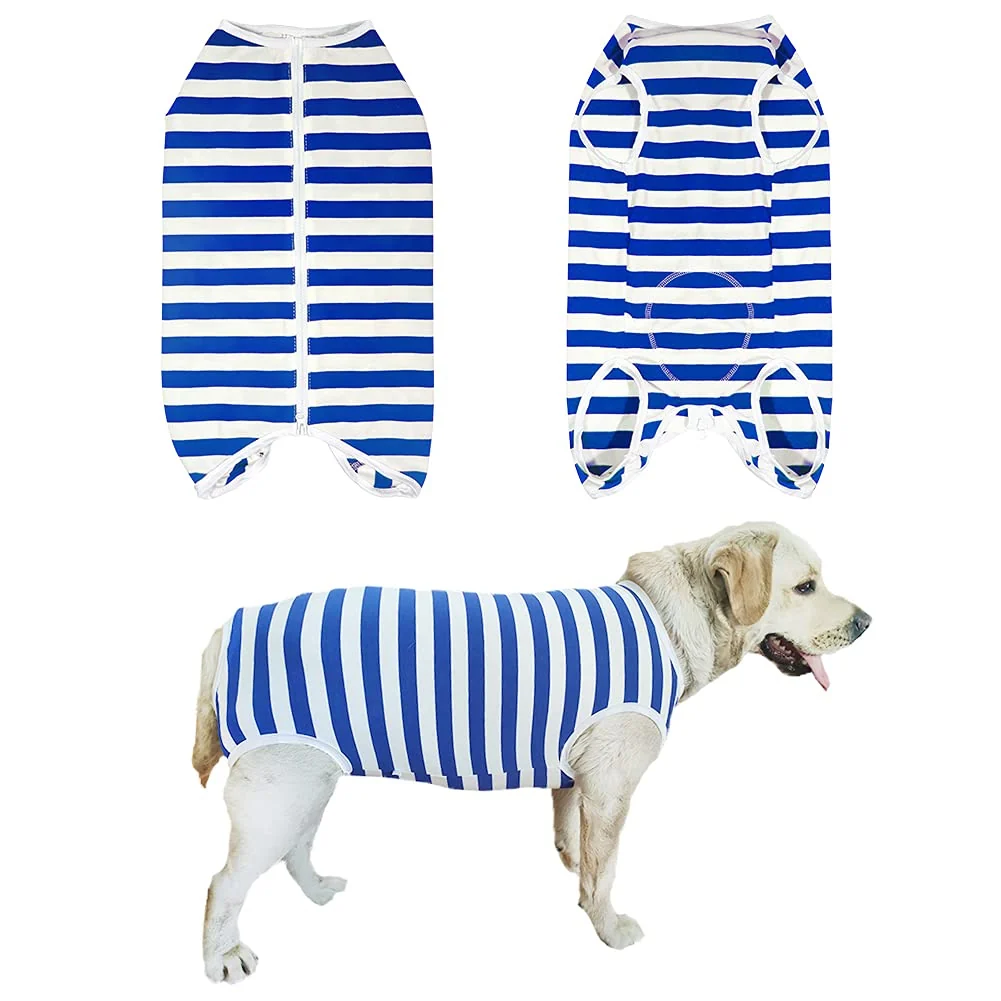 User-Friendly Kukaster Pet Dog Recovery Suit Blue White 5XL – Post-Surgery Shirt Fine