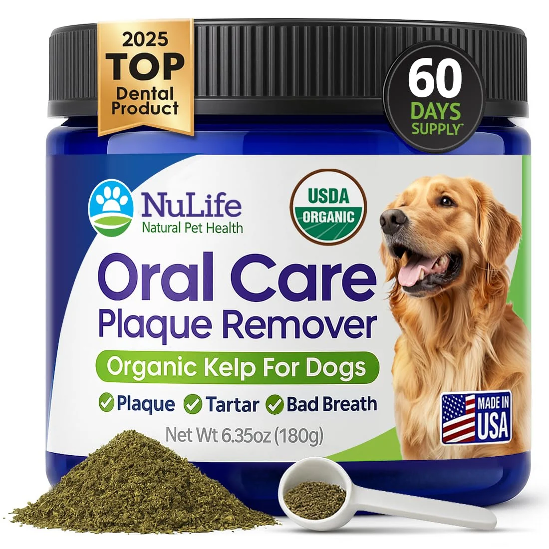 Trusted NuLife Natural Pet Health Dog Teeth Cleaning Powder – Organic Kelp Fresh Breath 6oz Casual