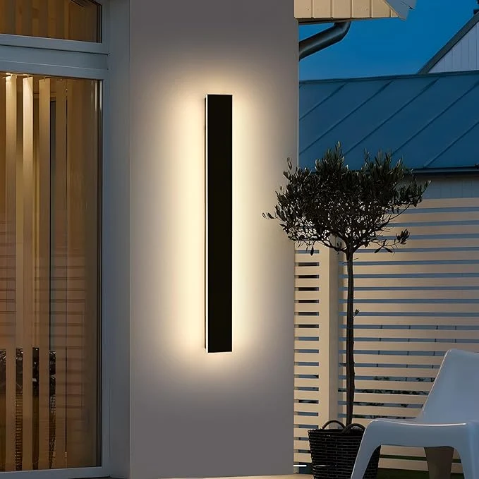 Relaxed Mikeru 39inch Outdoor Wall Light Fixtures 3000k 4500K 6000k Three Colors Switchable Modern Exterior Wall Sconces Acrylic Invisible Exterior Wall Light for Porch Outdoor Wall Mount LightingAbout ThisOverview Functional