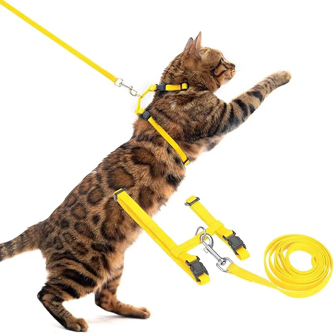 Enhanced PUPTECK Adjustable Cat Harness and Leash Set Escape Proof Kitten Strap Collar Practical