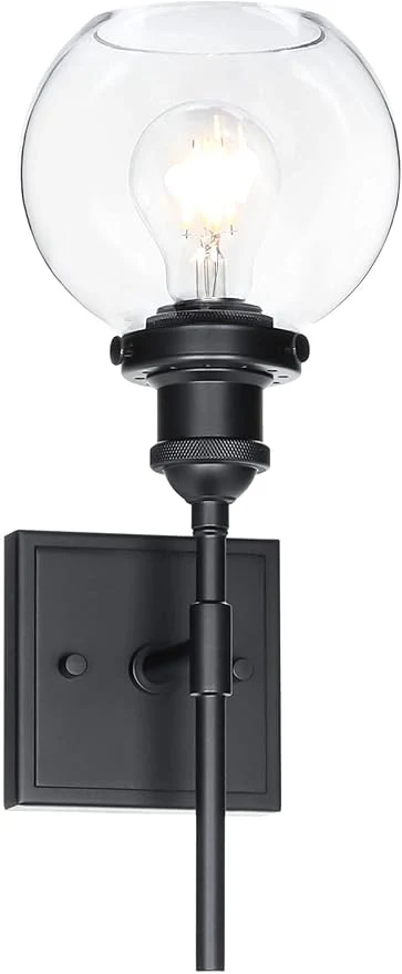 Advanced XiNBEi Lighting Black Wall Sconce 1 Light Vanity Light Fixture with Globe Glass Modern Sconces Wall Lighting for Bathroom Mirror Bedroom Hallway XB-W1275-1-MBAbout ThisOverview High-Performance