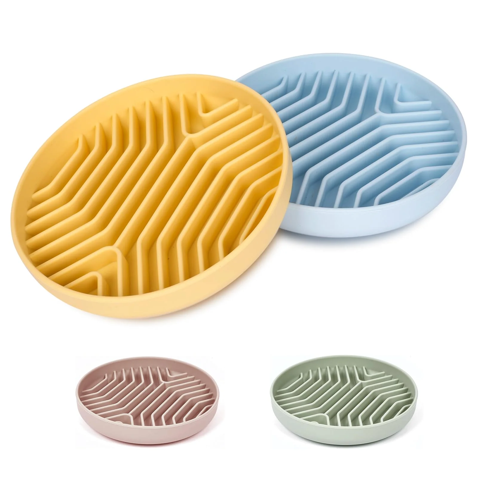 Breathable XAQMHSW Slow Feeder Bowls 2PCS – Puzzle Silicone with Suction Cups for Anti-Choking Non-Slip Recyclable
