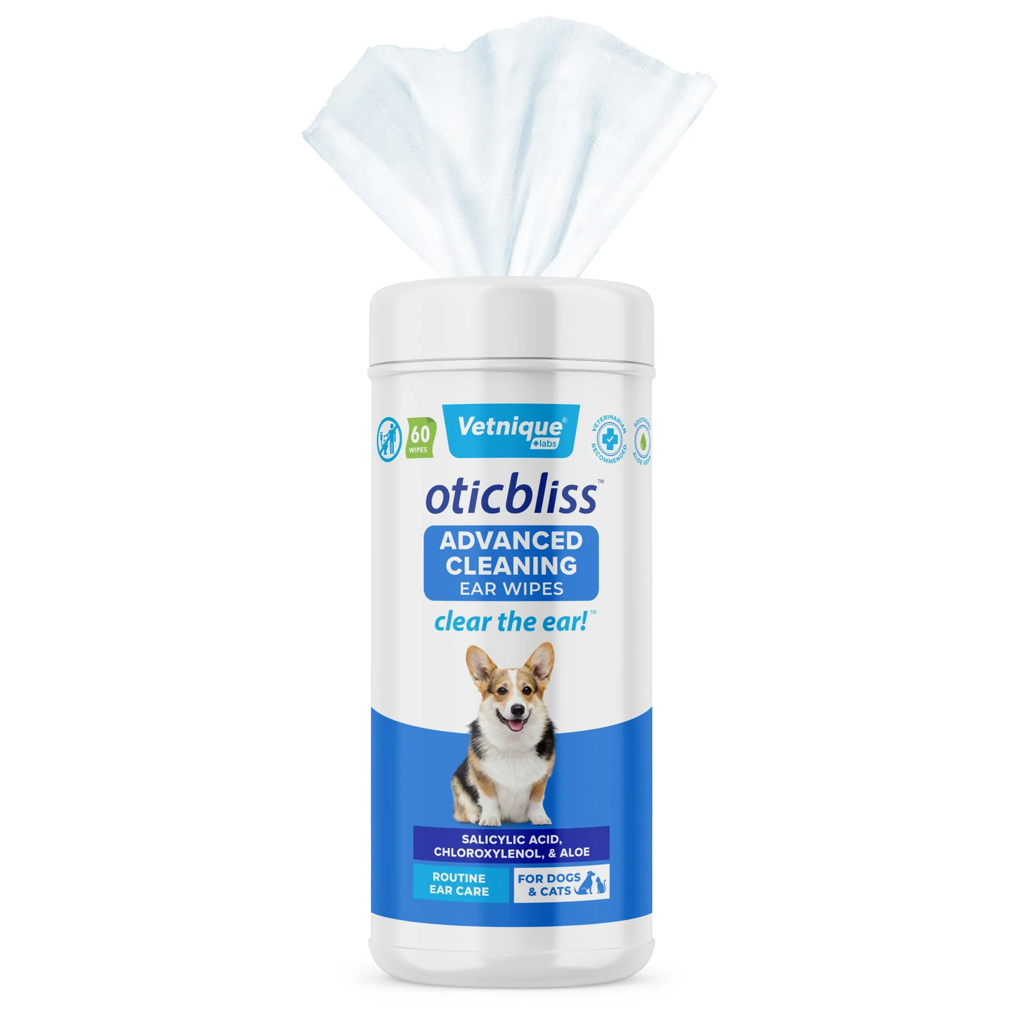 Quality Vetnique Oticbliss Ear Wipes – Medicated Ear Cleaner for Dogs Cats with Aloe Vera High-Grade