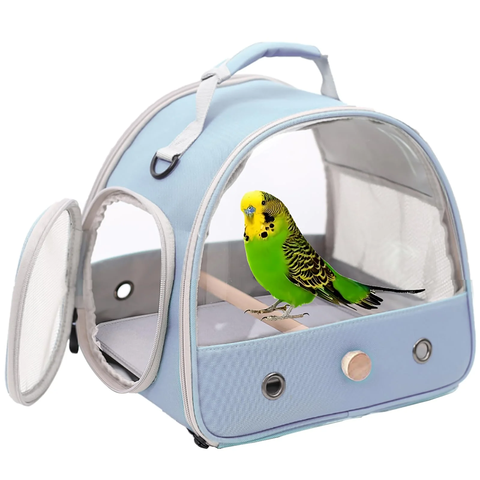 Smart Halinfer Bird Travel Carrier – Portable Small Parrot Parakeet Carrier with Standing Perch Side Access Original Design