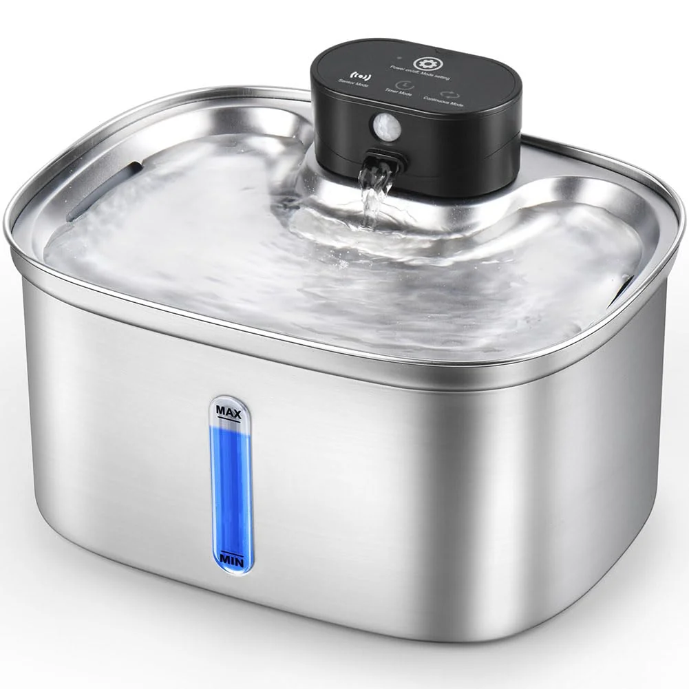 Stylish BOORCA 5L Cordless Stainless Steel Pet Water Fountain – 3 Modes 5000mAh Battery Ultra-Quiet Pump Certified