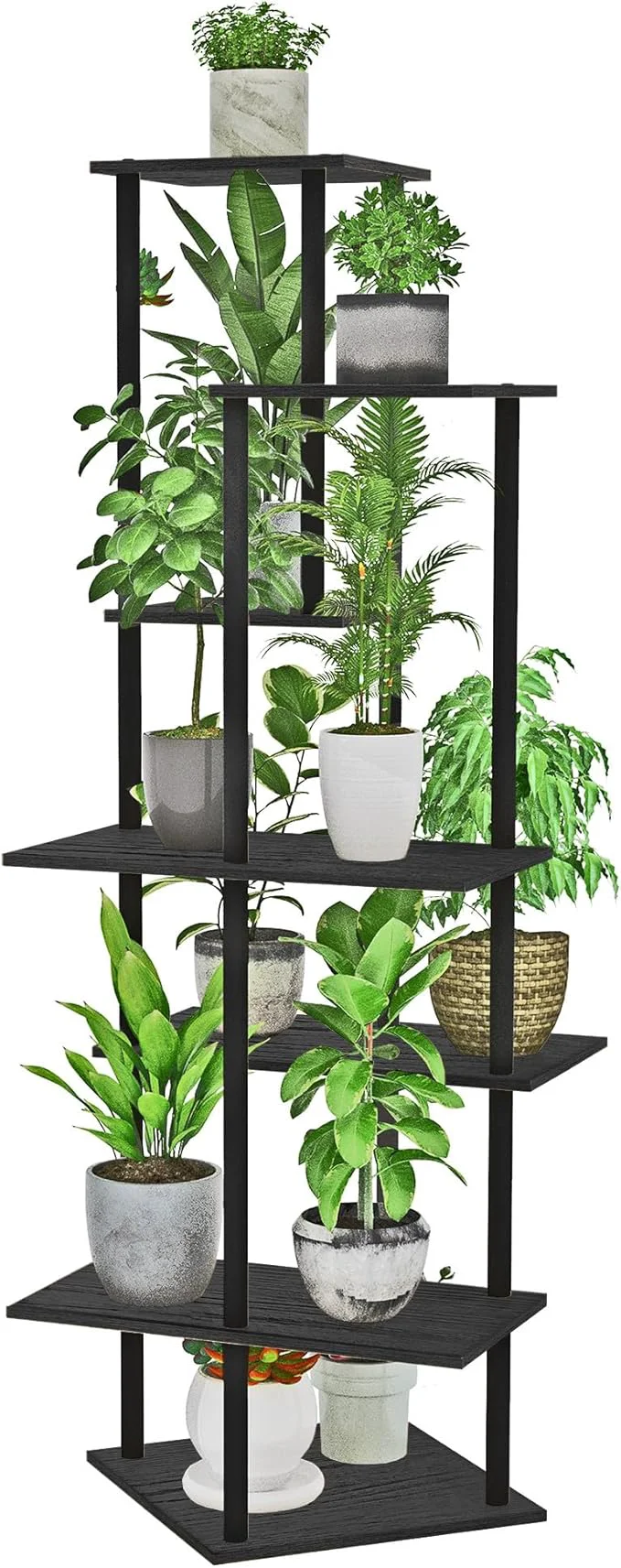 Relaxed Plant Stand Indoor 7-Tier Metal Wood Plant Shelf for Multiple Flower Pots Corner Tall Flower Holders for Living Room Balcony Bedroom BlackAbout ThisOverview Premium Material