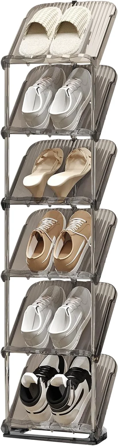 Soft YYW Narrow Shoe Rack Vertical Shoes Rack for Entryway Corner Shoe Storage Organizer for Small Spaces Transparently Tall Slim Shoe Shelf for Front Door Entrance Living Room Grey 6 LayersAbout ThisOverview Environmentally Friendly