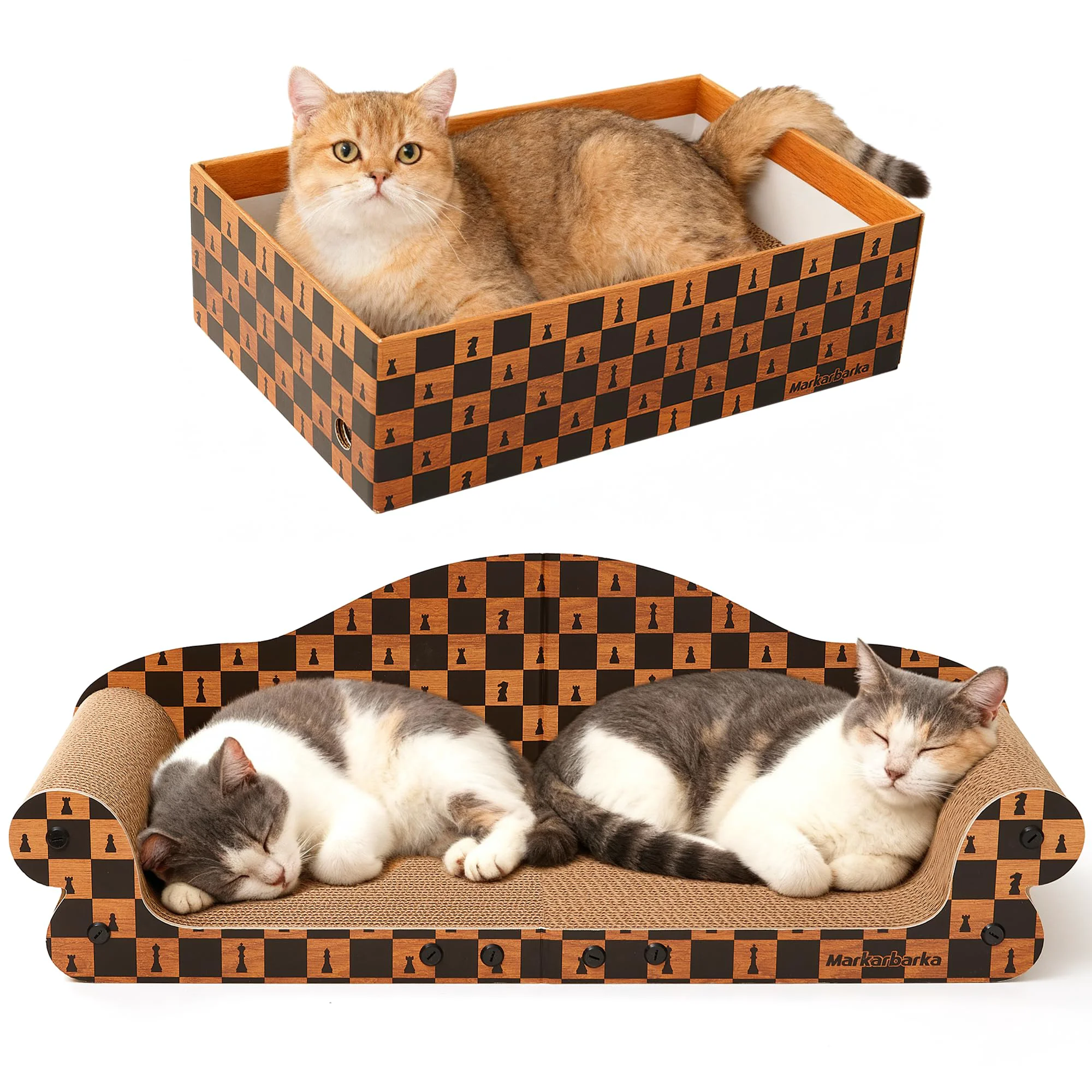 Healthy Markarbarka 2 in 1 Cat Scratcher Couch Scratching Box – Large 27x11x9.05 Inch Reversible Pad Furniture Protector Fine Crafted