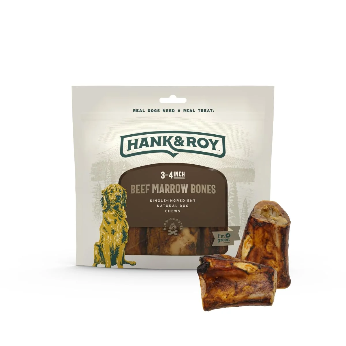 Soft Hank Roy All-Natural Beef Marrow Bones for Dogs – Long Lasting Odor-Controlled Single-Ingredient Chews Breathable