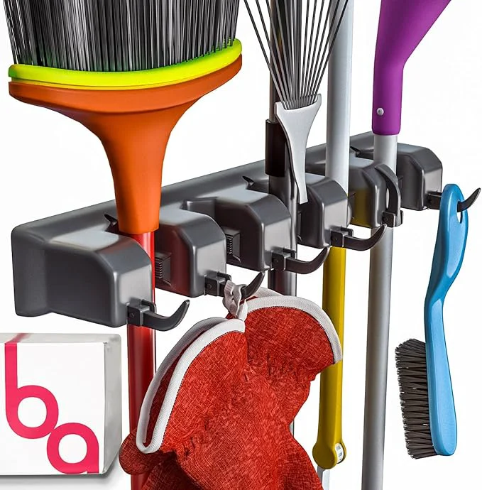 Durable EXTRA GRIP Mop Broom Holder Wall Mount – Wall Hanging Garden Tool Utility Closet Organizer Mop Broom Hook Broom Hanger Wall Mount Mop Broom Organizer Wall Mounted Broom Rack Mop StorageAbout ThisOverview Pure