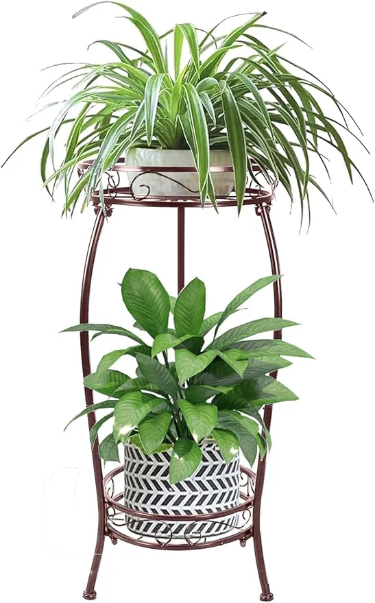 Green MOCORY Plant Stand Indoor Outdoor 2 Tier 27 Tall Metal Potted Holder Rack Flower Pot Stand Heavy Duty Plant Shelf Rustproof Iron Multiple Plant Round Supports Rack for Planter Corner Garden BalconyAbout ThisOverview Easy-to-Use